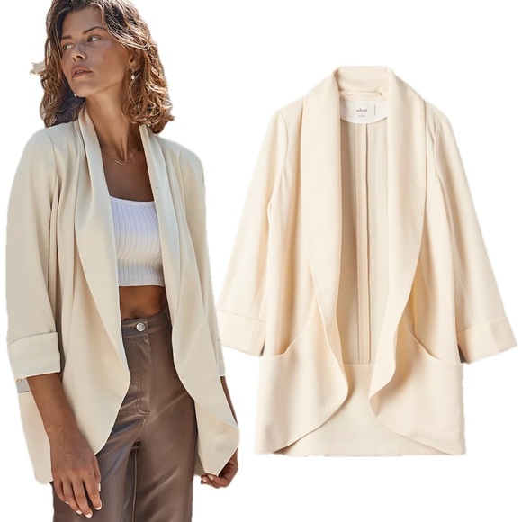 Wilfred Aritzia Off White Cream Crepe Chevalier Blazer Jacket Cardigan - Picture 1 of 17